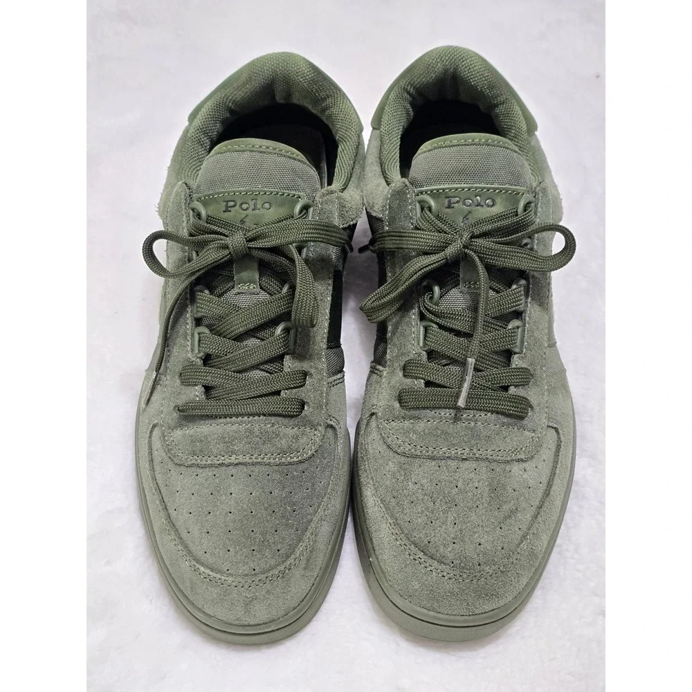 Polo Ralph Lauren Mens CRT PP-SK-LTL Olive Green Suede Sneakers 9.5 13297 E22